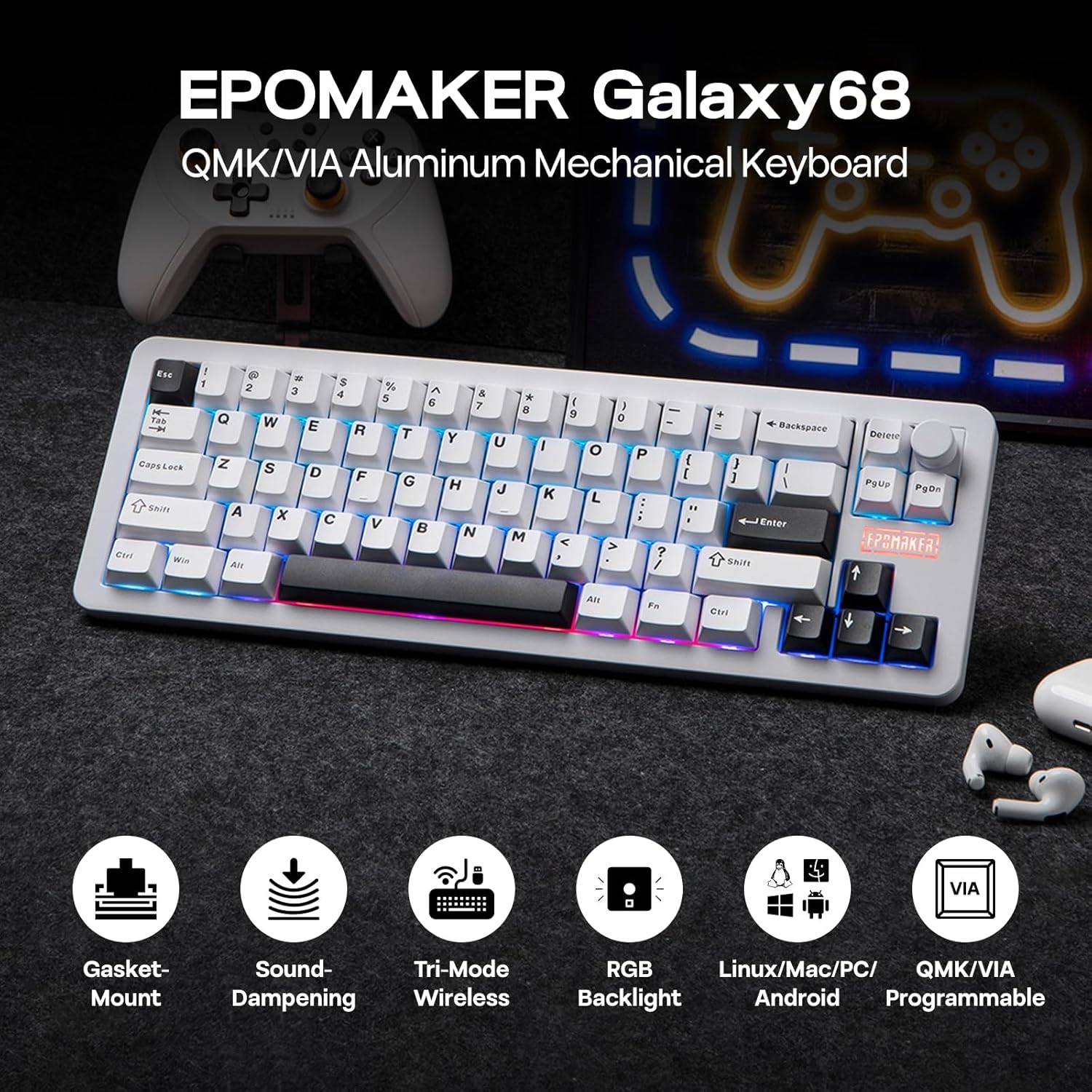 EPOMAKER Galaxy68 QMK/VIA Wireless Mechanical Keyboard